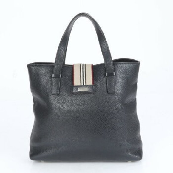 Burberry striped flap belt leather tote bag shoulder - Picture 6 of 11